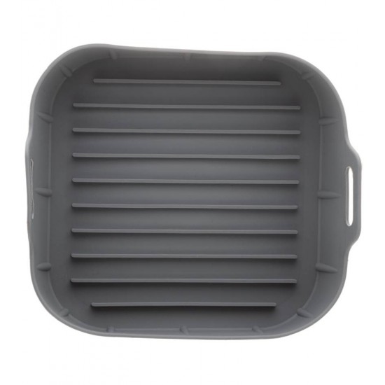 Forma 21cm X6,6cm Quadrada de Silicone para Air Fryer Cinza